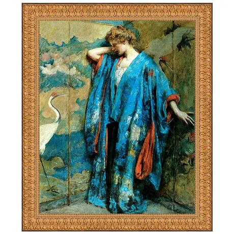 Blue and Yellow Framed Canvas Replica Painting: Small