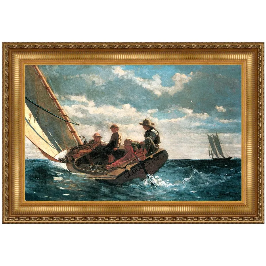 Breezing Up (A Fair Wind) Framed Canvas Replica Painting: Medium