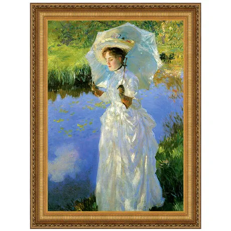 Morning Walk Framed Canvas Replica Painting: Small