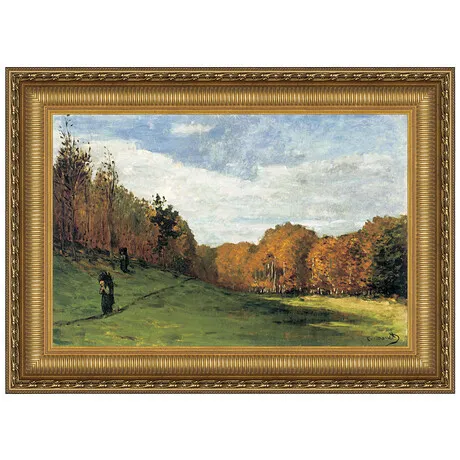 Woodgatherers at the Forest Edge Framed Canvas Replica Painting: Small