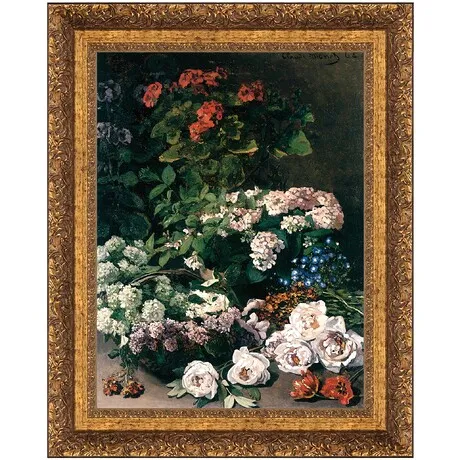 Spring Flowers Framed Canvas Replica Painting: Large