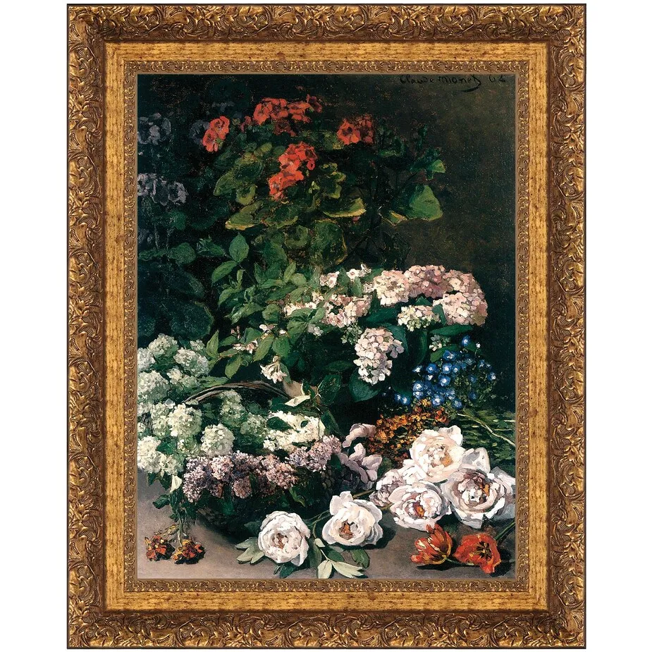 Spring Flowers Framed Canvas Replica Painting: Grande