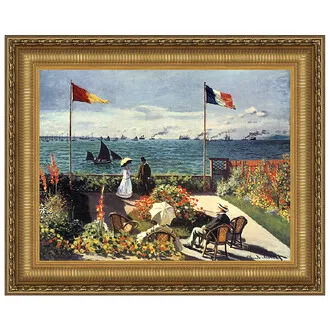 Terrace at Sainte-Adresse Framed Canvas Replica Painting: Small