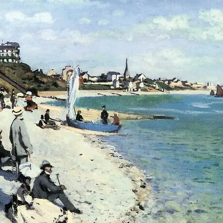 Regatta at Sainte-Adresse Framed Canvas Replica Painting: Large