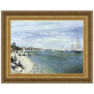 Regatta at Sainte-Adresse Framed Canvas Replica Painting: Grande