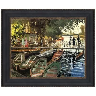 Bathers at Grenouillere Framed Canvas Replica Painting: Large