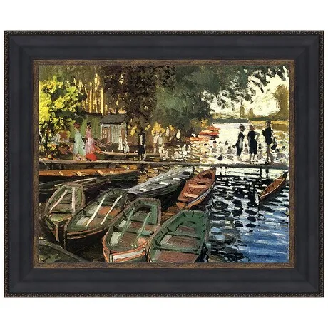 Bathers at Grenouillere Framed Canvas Replica Painting: Grande