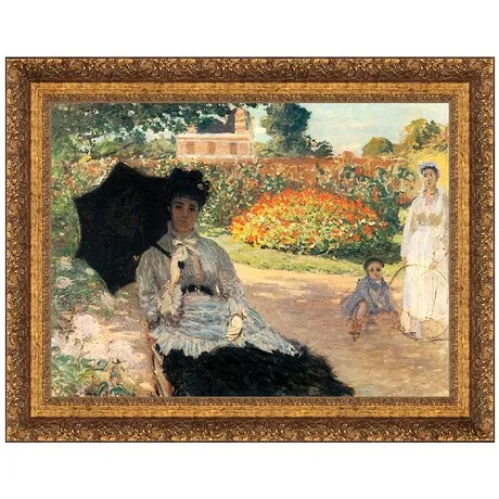 Camille in the Garden Framed Canvas Replica Painting: Medium