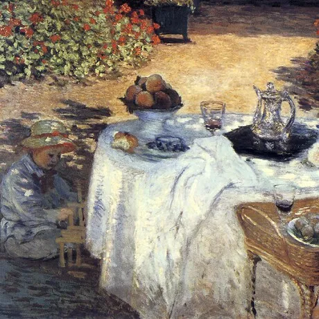 Luncheon, Monet's Garden Framed Canvas Replica Painting: Small