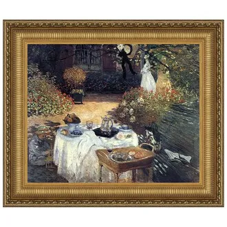 Luncheon, Monet's Garden Framed Canvas Replica Painting: Large