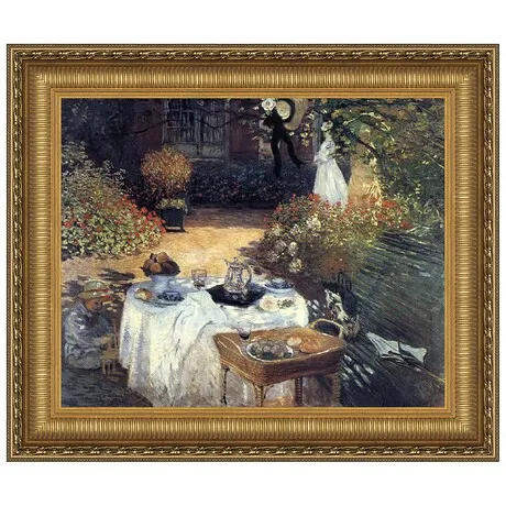Luncheon, Monet's Garden Framed Canvas Replica Painting: Grande