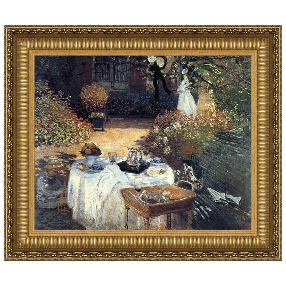 Luncheon, Monet's Garden Framed Canvas Replica Painting: Grande