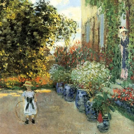 Artist's House at Argenteuil Framed Canvas Replica Painting: Grande