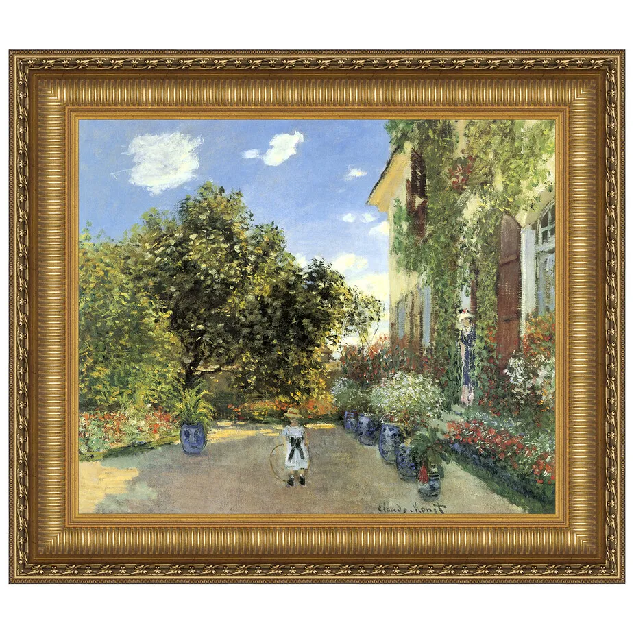 Artist's House at Argenteuil Framed Canvas Replica Painting: Grande