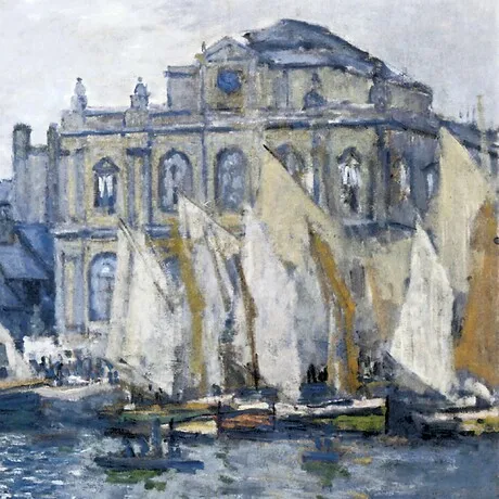 Museum at Le Havre Framed Canvas Replica Painting: Grande
