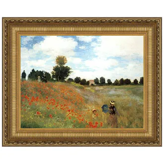 Poppy Field Framed Canvas Replica Painting: Medium