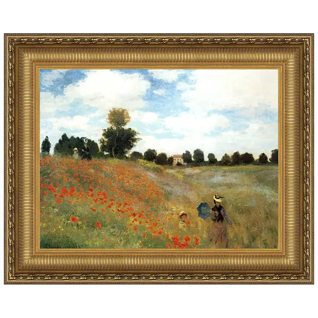 Poppy Field Framed Canvas Replica Painting: Grande