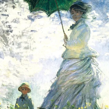 Woman with a Parasol Framed Canvas Replica Painting: Medium