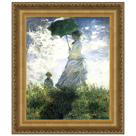 Woman with a Parasol Framed Canvas Replica Painting: Medium
