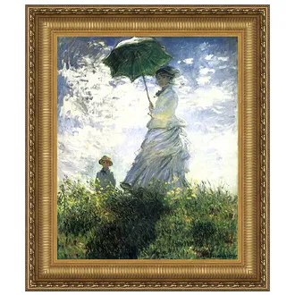 Woman with a Parasol Framed Canvas Replica Painting: Medium