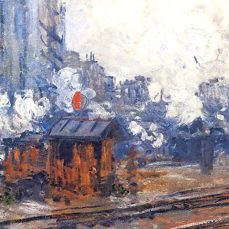 Saint-Lazare Station, Exterior View Framed Canvas Replica Painting: Small