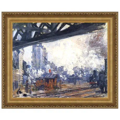 Saint-Lazare Station, Exterior View Framed Canvas Replica Painting: Medium