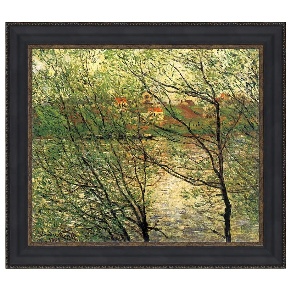 Isle Grande-Jatte on the Seine Framed Canvas Replica Painting: Small