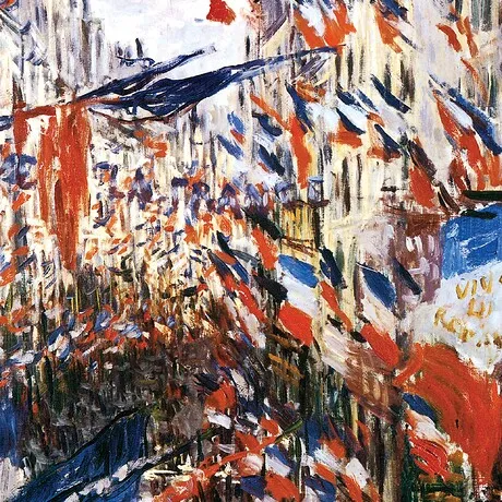 Rue Montorgueil in Paris Framed Canvas Replica Painting: Small
