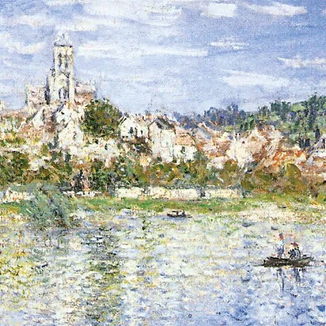 Vetheuil in Summer Framed Canvas Replica Painting: Small