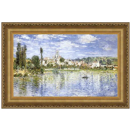 Vetheuil in Summer Framed Canvas Replica Painting: Small