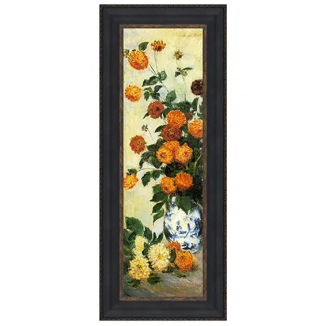 Dahlias Framed Canvas Replica Painting: Medium