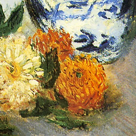 Dahlias Framed Canvas Replica Painting: Large