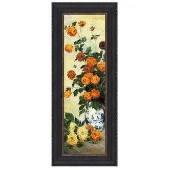 Dahlias Framed Canvas Replica Painting: Grande