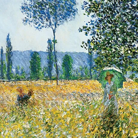 Sunlight Effect under the Poplars Framed Canvas Replica Painting: Large