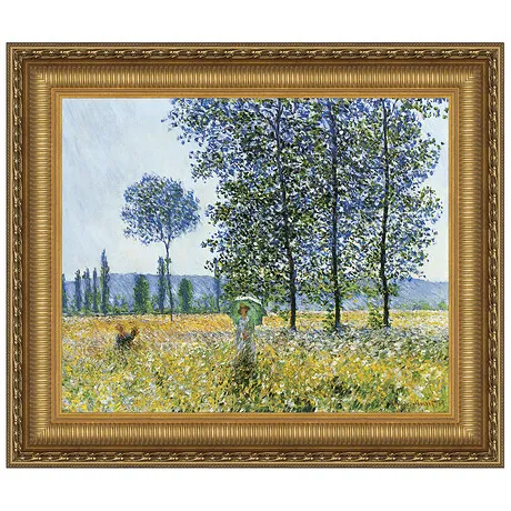 Sunlight Effect under the Poplars Framed Canvas Replica Painting: Large