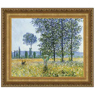 Sunlight Effect under the Poplars Framed Canvas Replica Painting: Large