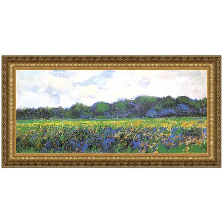 Field of Yellow Irises at Giverny Framed Canvas Replica Painting: Medium