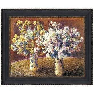 Two Vases of Chrysanthemums Framed Canvas Replica Painting: Grande