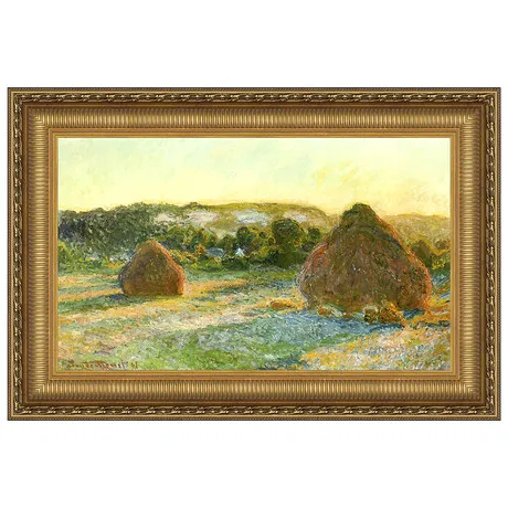 Wheatstacks (End of Summer) Framed Canvas Replica Painting: Grande