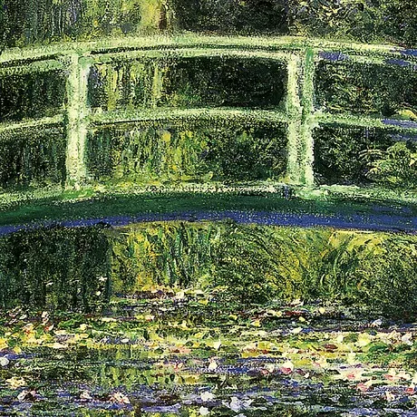 Bridge over a Pond of Water Lilies Framed Canvas Replica Painting: Small