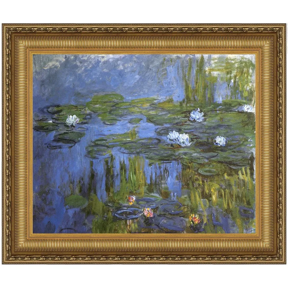 Water Lilies Framed Canvas Replica Painting: Small