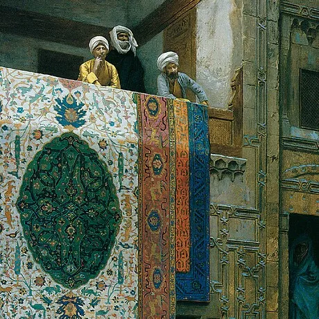 Carpet Merchant Framed Canvas Replica Painting: Large
