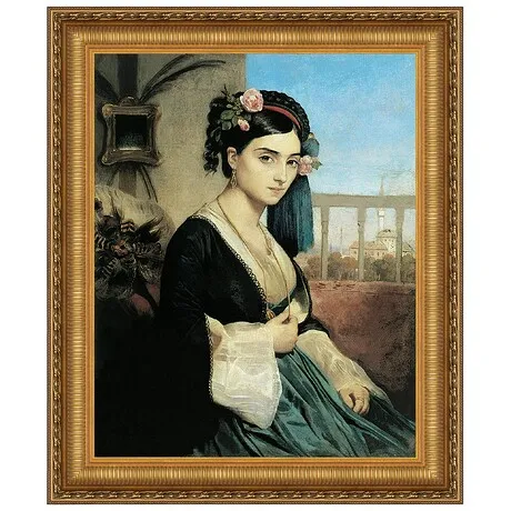 Woman of the Orient Framed Canvas Replica Painting: Small