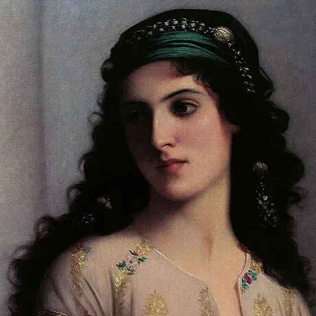 Jewish Girl in Tangiers Framed Canvas Replica Painting: Medium