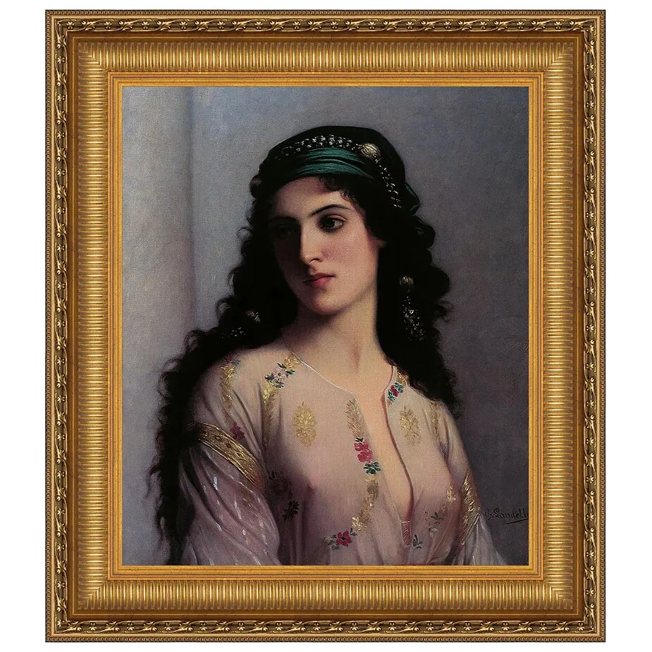 Jewish Girl in Tangiers Framed Canvas Replica Painting: Grande