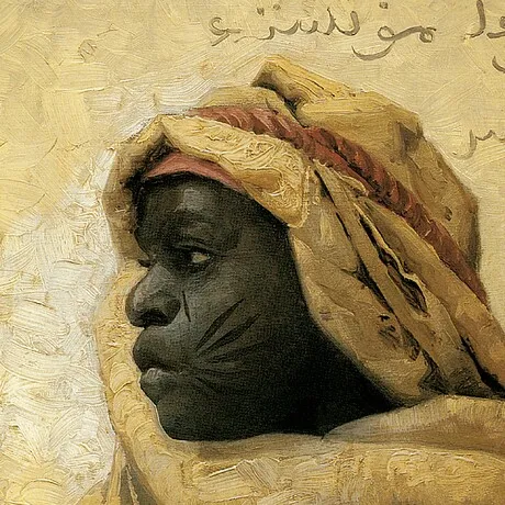 Portrait of a Nubian Framed Canvas Replica Painting: Grande