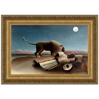 The Sleeping Gypsy Framed Canvas Replica Painting: Medium