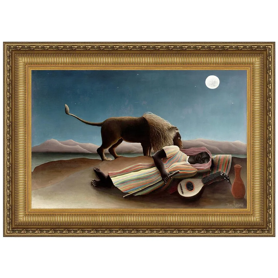 The Sleeping Gypsy Framed Canvas Replica Painting: Grande