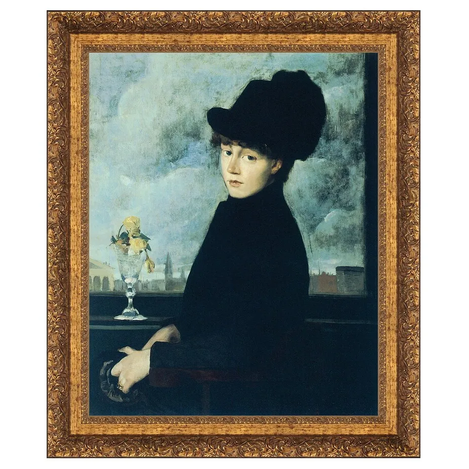 Against the Window Framed Canvas Replica Painting: Medium