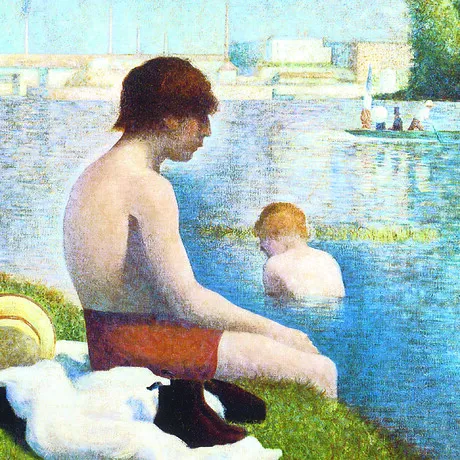 Bathing at Asnieres Framed Canvas Replica Painting: Medium